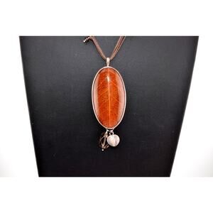 Silpada Sterling Silver Soursop Leaf Pendant Waxed Cotton Cord Necklace